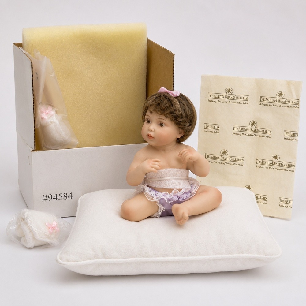 Ashton-Drake Galleries Porcelain Baby Doll 94584 Miniature Purple Lace with Box
